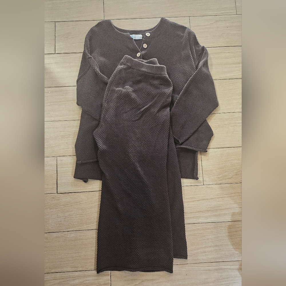 Free People Beach Cozy Brown Knit Lounge Set - Picture 4 of 4